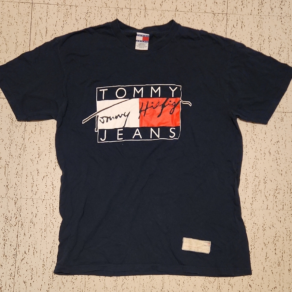 Tommy Hilfiger Jeans Big Logo Oversized Crewneck T-Shirt Vintage 90s